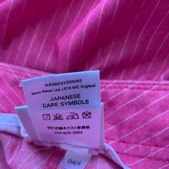 Next Capri Trousers Pink Pinstripe Cotton Blend Cuffed Hem With Pockets UK 14 - Picture 12 of 13